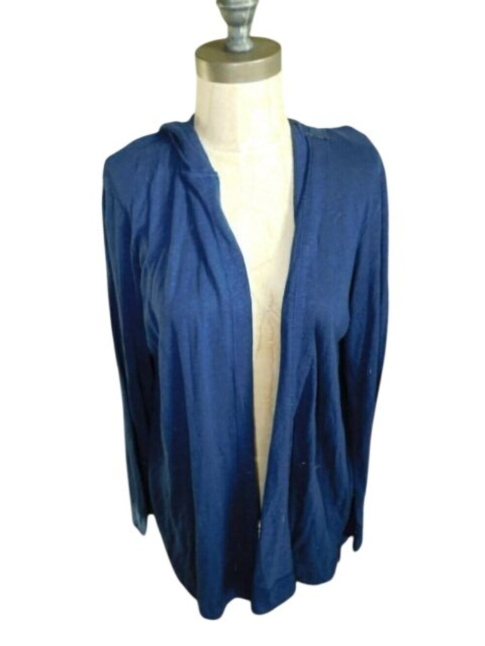 Sigrid Olsen Size 1X Plus Size Navy Blue Knit Hoodie Style Cardigan NWT
